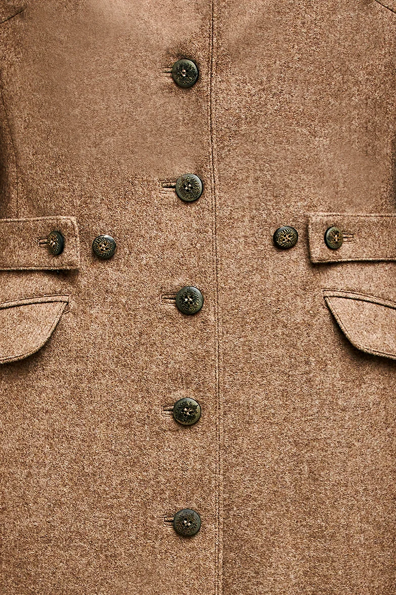 Mantel aus Loden mit Pelz