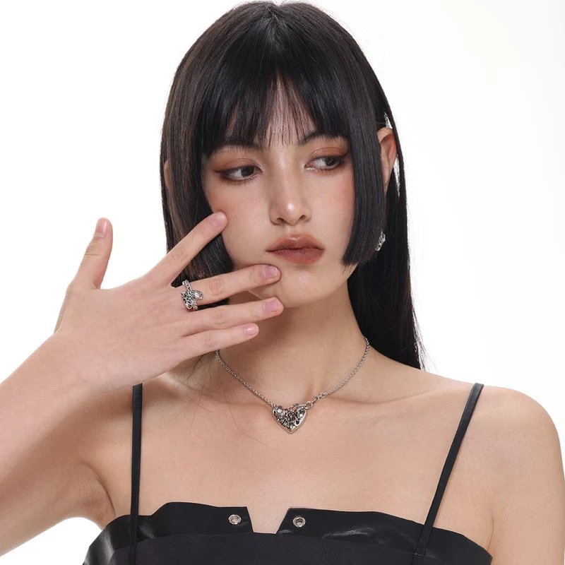 Punk-Herz-Lava-Graffiti-Ring für Damen