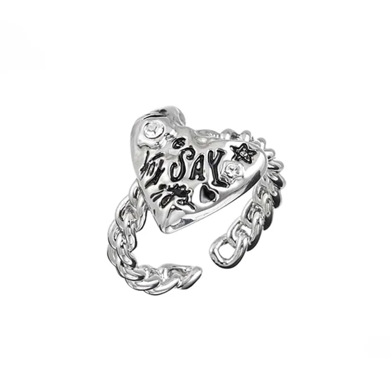 Punk-Herz-Lava-Graffiti-Ring für Damen