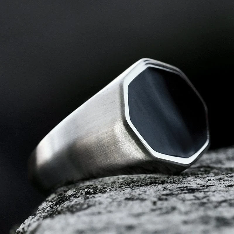 Sechseckiger Punk-Ring für Herren