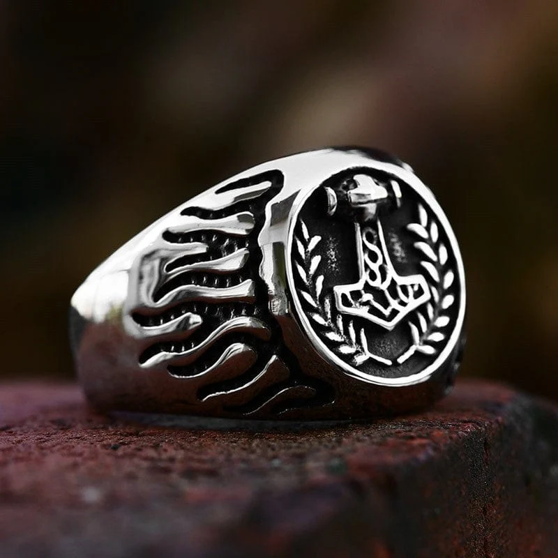 Herren-Punk-Thorshammer-Feuerring