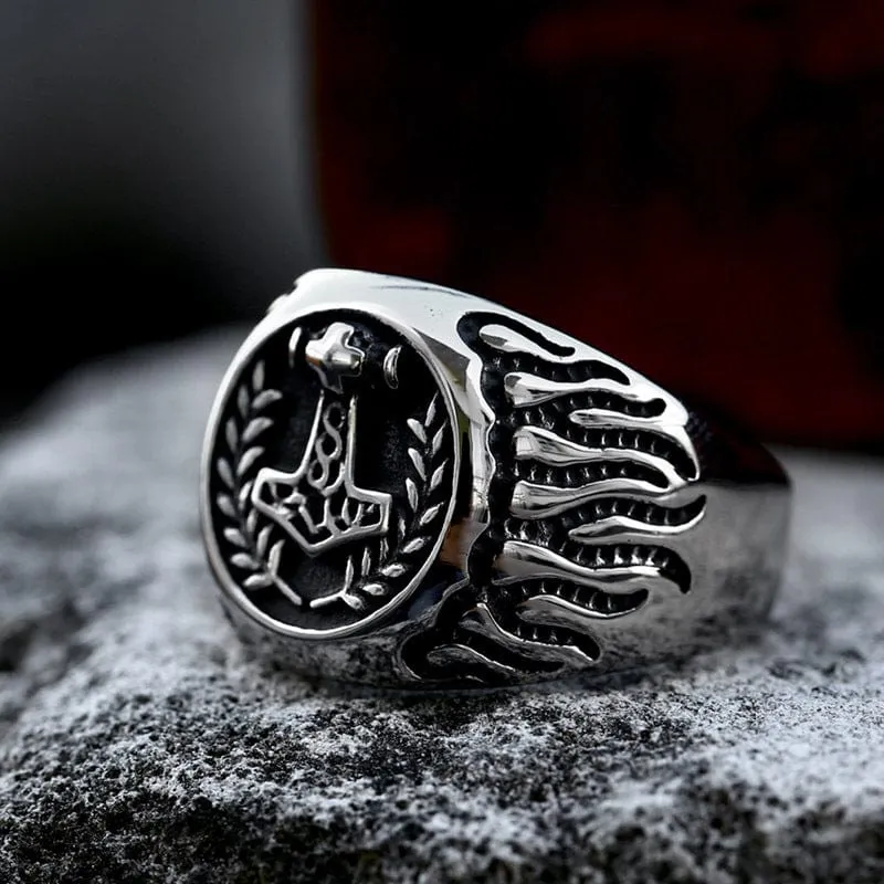 Herren-Punk-Thorshammer-Feuerring