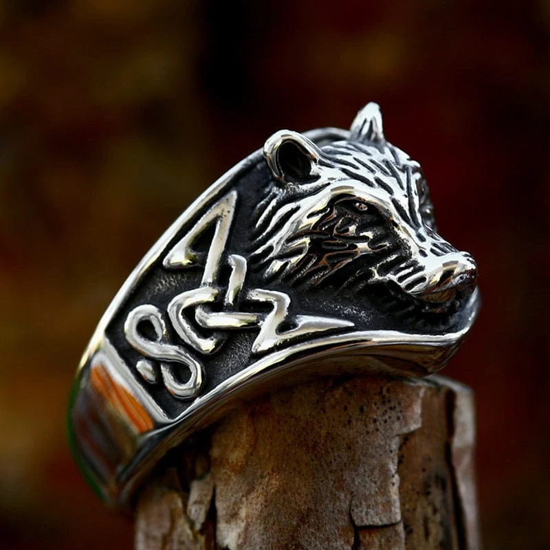 Punk-Wolfskopfring für Herren