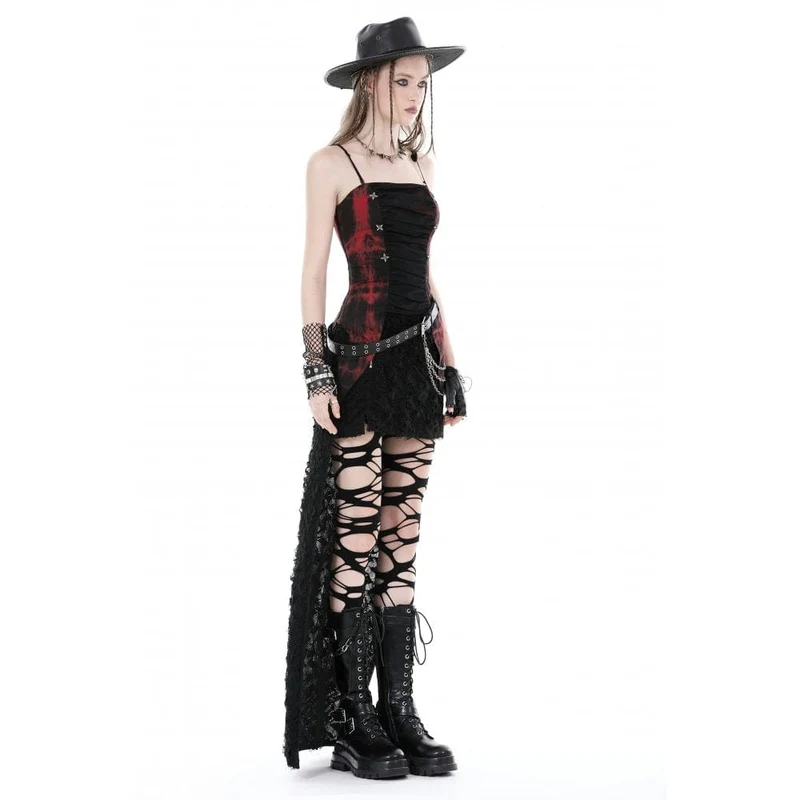 Unregelmäßig gerüschtes Batik-Vollbrustkorsett für Damen im Gothic-Stil