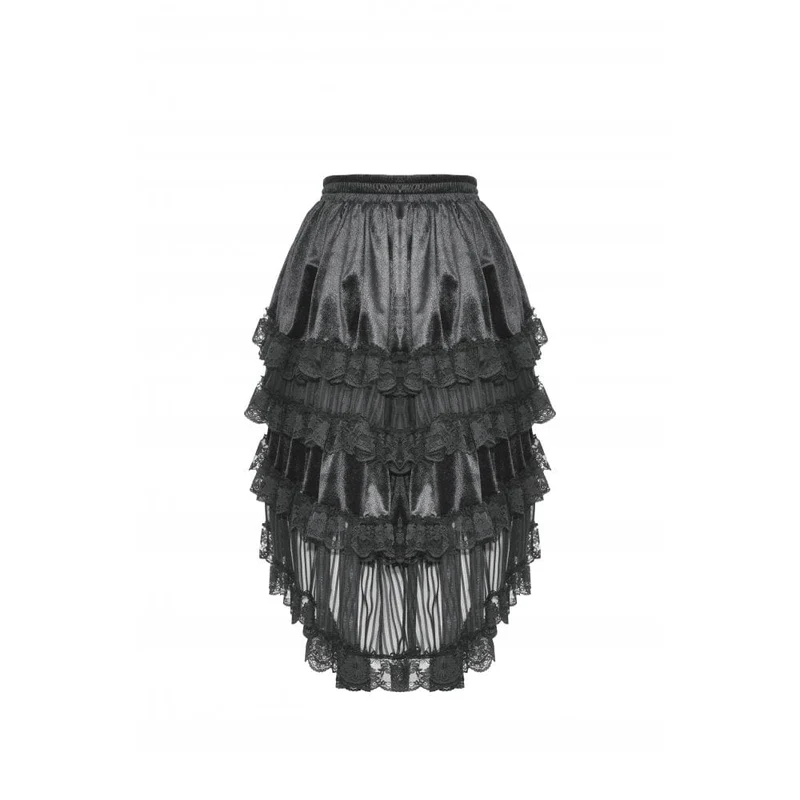 Damen Gothic-Rüschen-High-Low-Rock mit Lagen