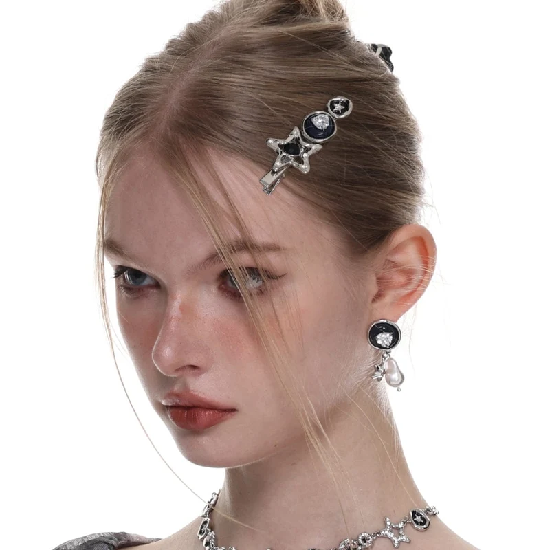 Damen-Ohrringe mit Punk-Stern-Barockperlen