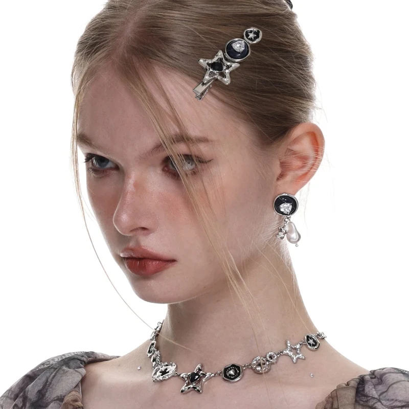 Damen-Haarspange mit Punk-Stein und Stern-Motiv