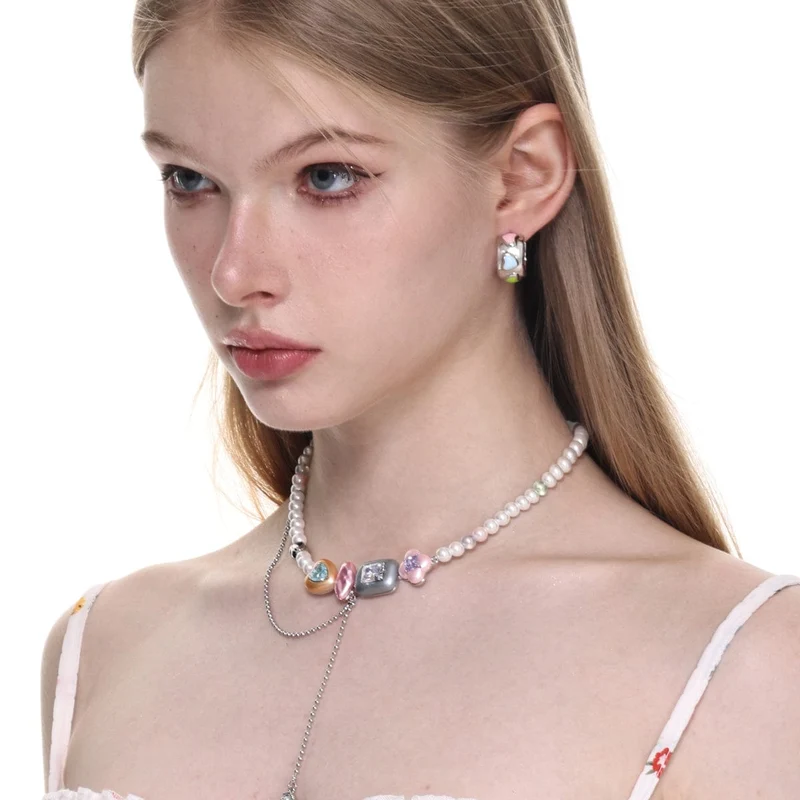 Damen-Lolita-Halskette mit unregelmäßigen Diamantperlen