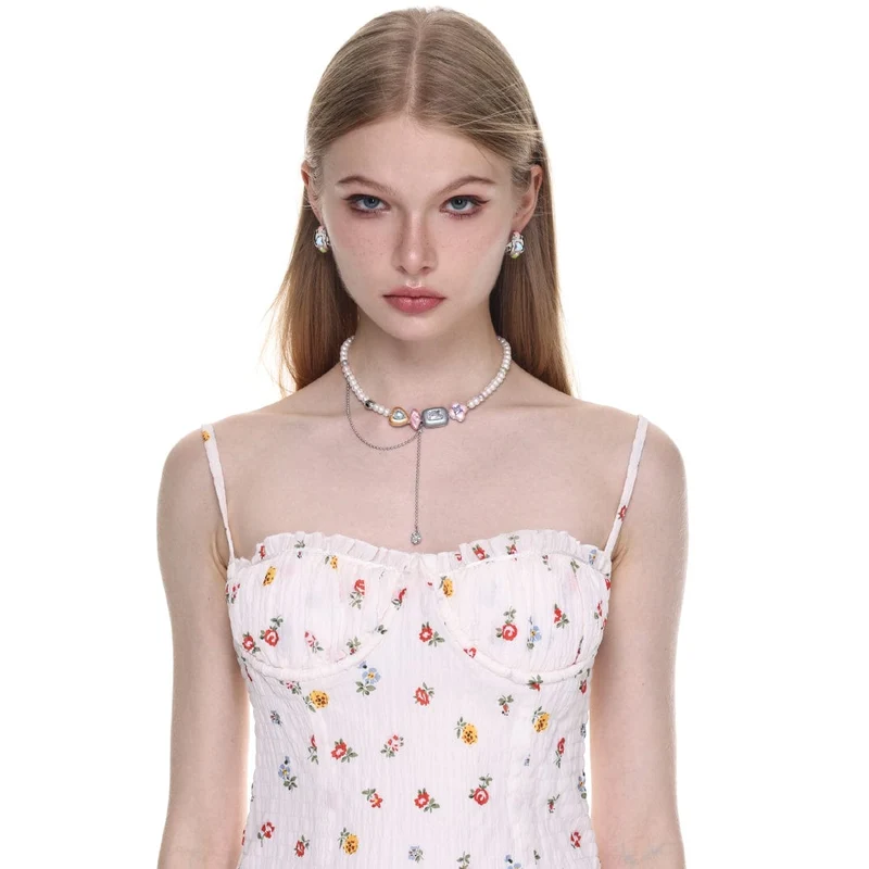 Damen-Lolita-Halskette mit unregelmäßigen Diamantperlen