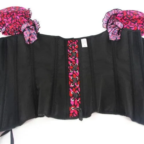 Damen Gothic-Vollbrustkorsett mit Puffärmeln und Lippen-Print