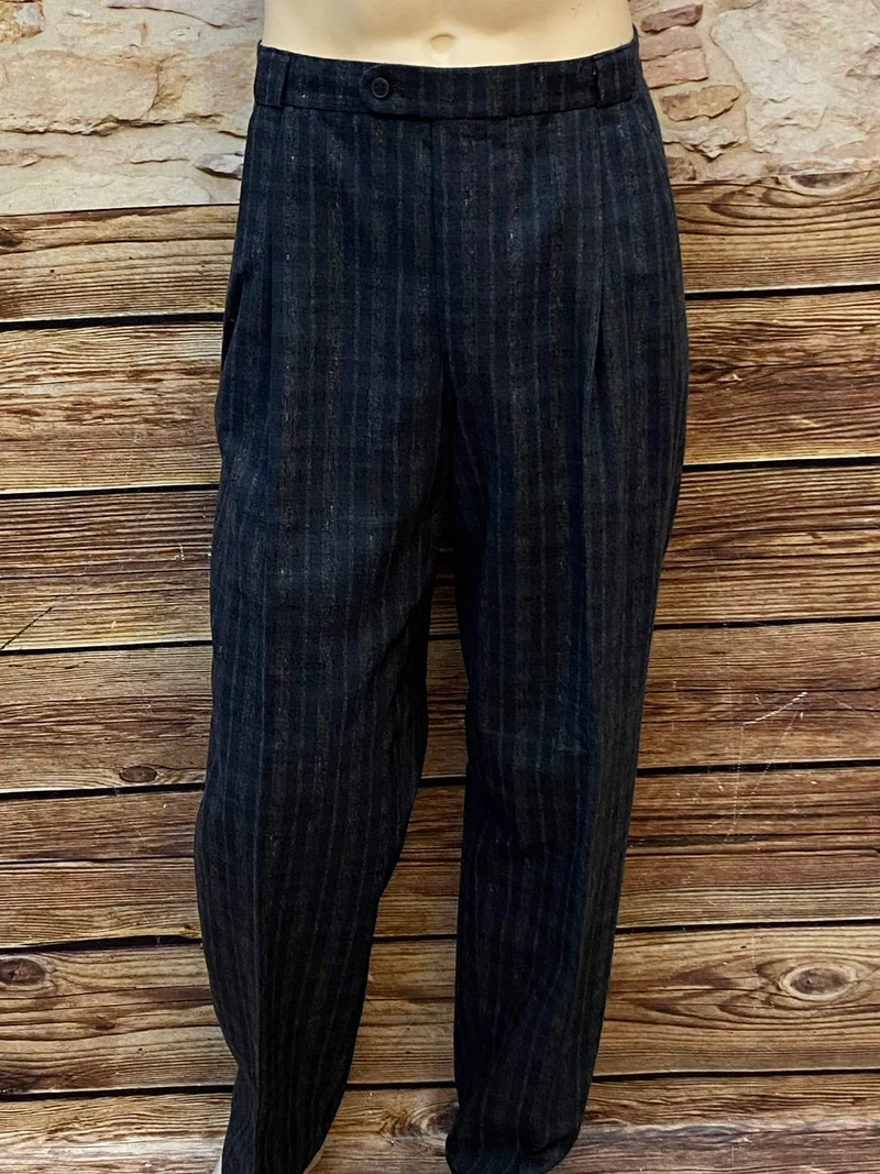 Vintage Bundfaltenhose Wolle Gr. 54 – High Waist Streifen