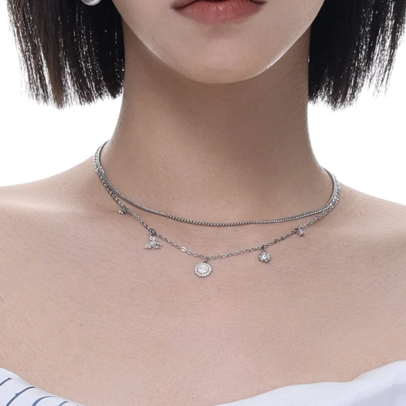 Damen Punk Sun Layered Halskette