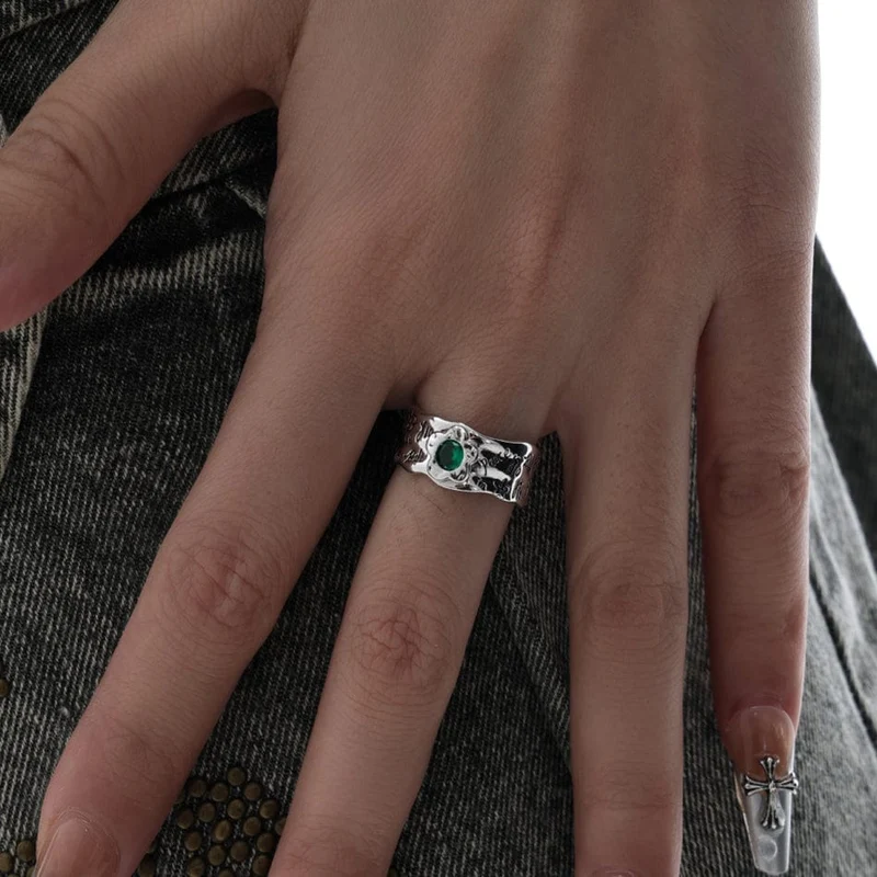 Offener Punk-Diamant-Graffiti-Ring für Damen