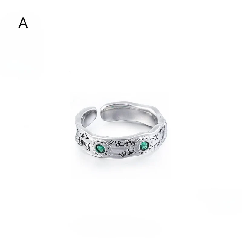 Offener Punk-Diamant-Graffiti-Ring für Damen