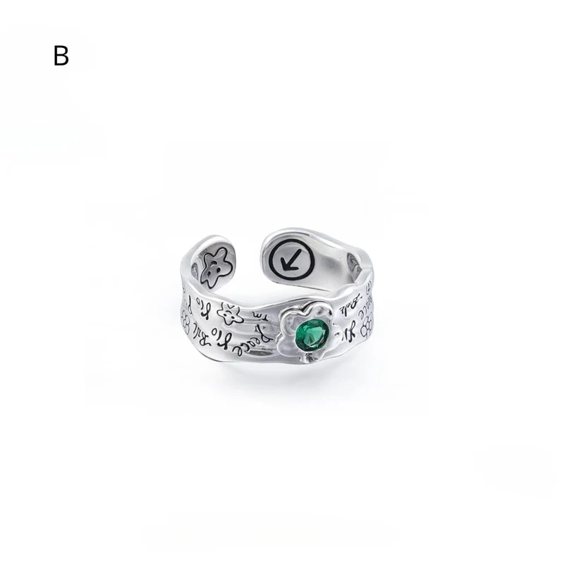 Offener Punk-Diamant-Graffiti-Ring für Damen