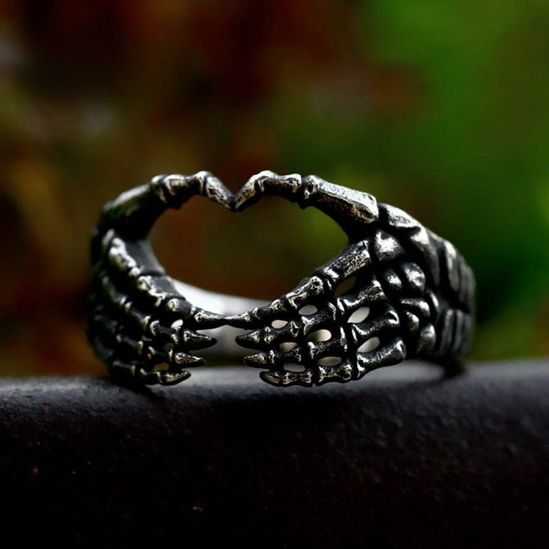 Herren-Punk-Herz-Skelett-Ring