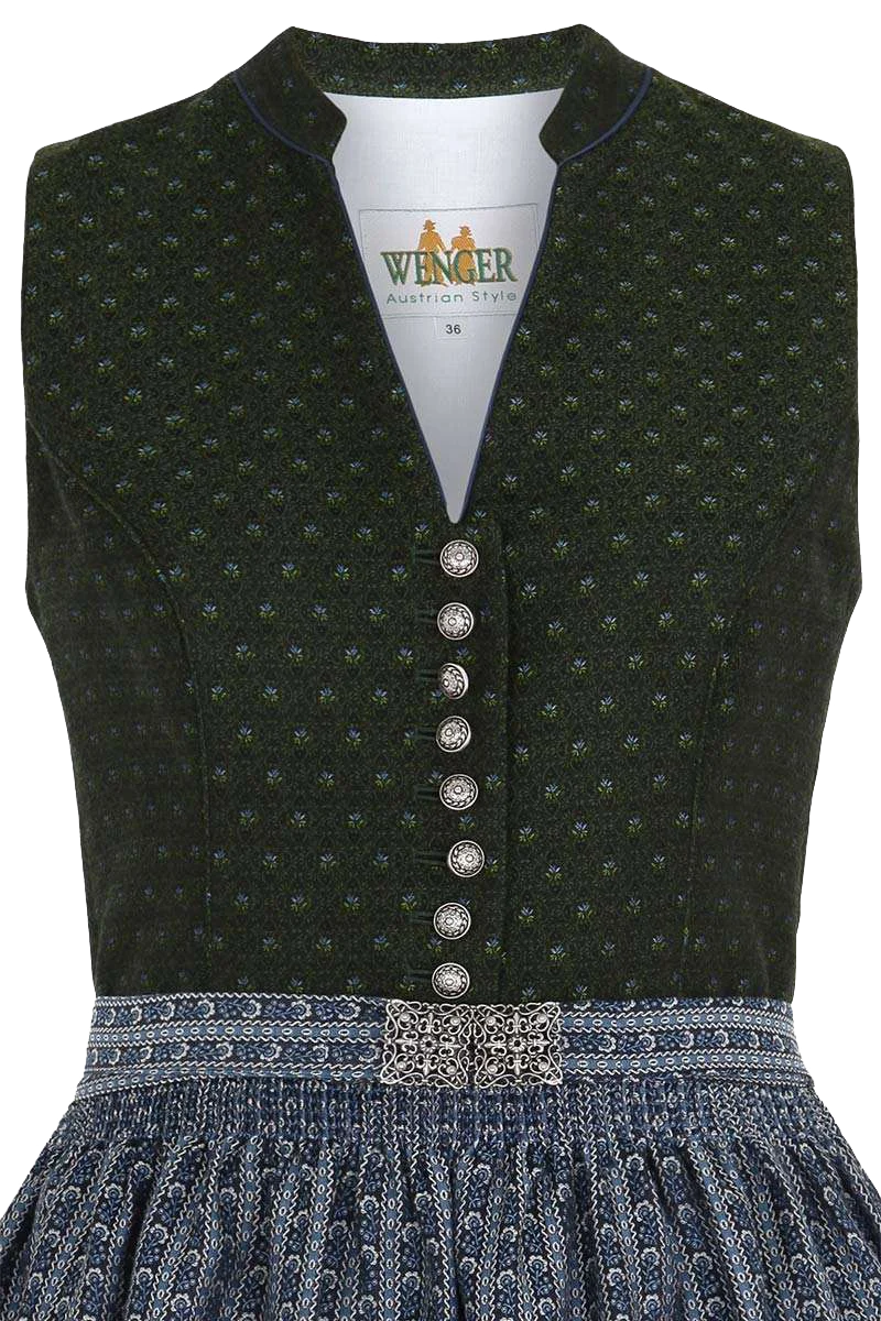 Midi Dirndl hochgeschlossen mit Broschenschürze
