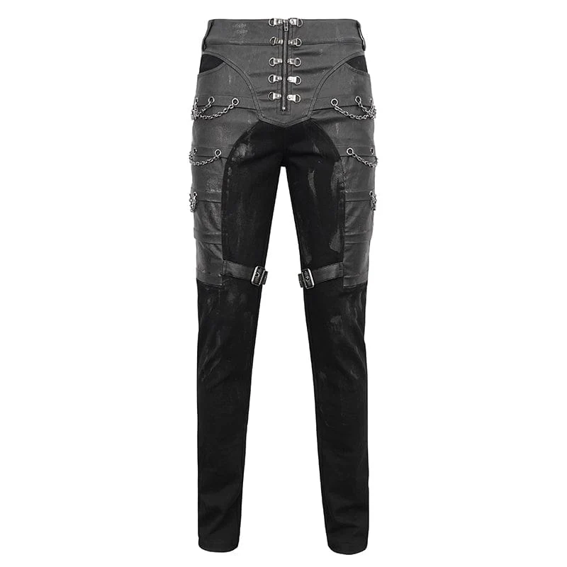 Gothic Distressed Kunstlederhose für Herren