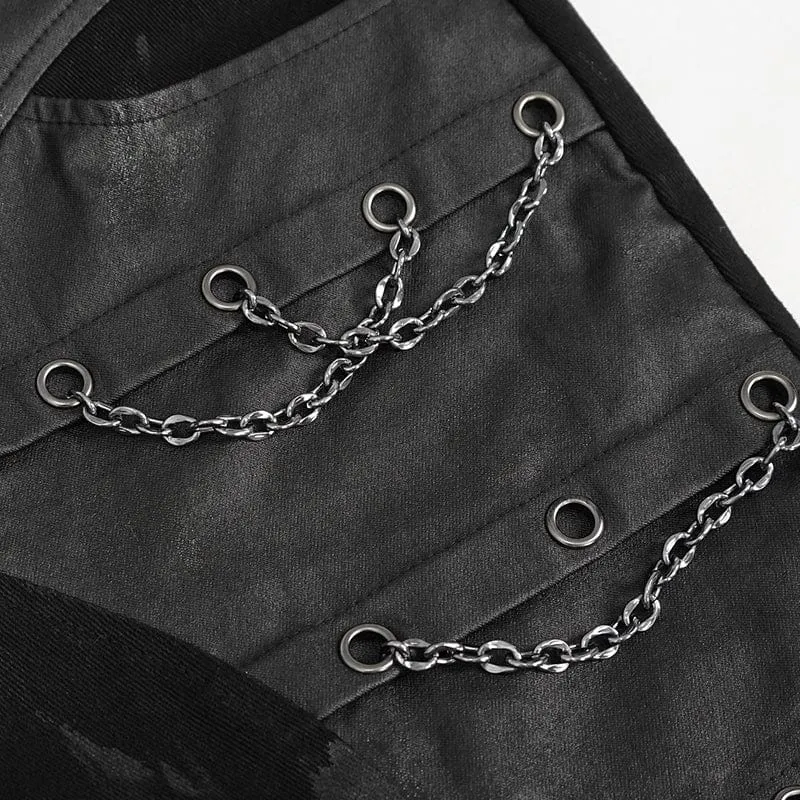 Gothic Distressed Kunstlederhose für Herren