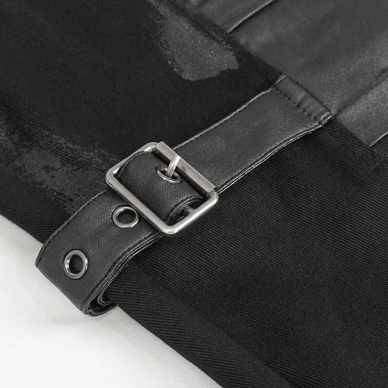Gothic Distressed Kunstlederhose für Herren