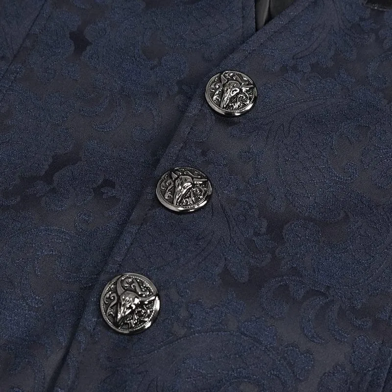 Schwalbenschwanz-Weste mit gotischem Cashew-Print für Herren in Blau