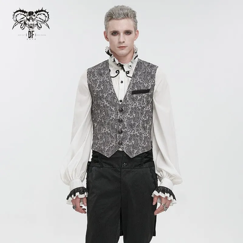 Gothic Cashew bedruckte Schwalbenschwanz-Weste für Herren Grau