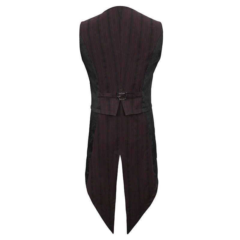 Herren Gothic Streifen Weste Rot mit abnehmbarem Schwalbenschwanz