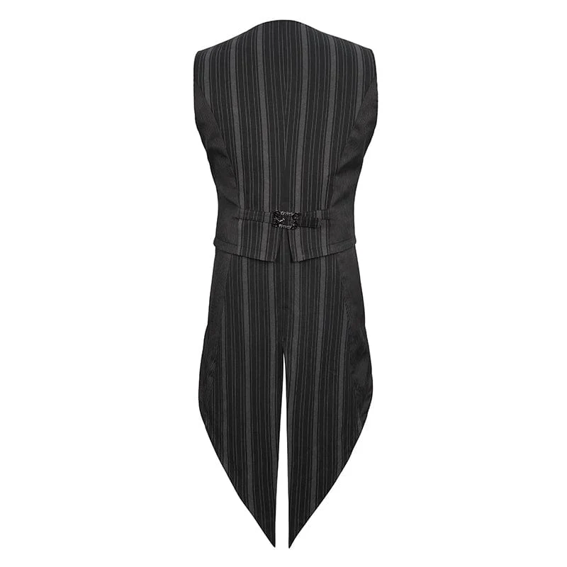 Herren Gothic Streifen Weste schwarz mit abnehmbarem Schwalbenschwanz