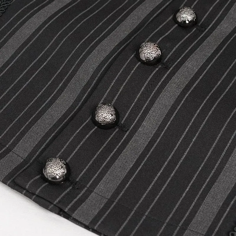 Herren Gothic Streifen Weste schwarz mit abnehmbarem Schwalbenschwanz