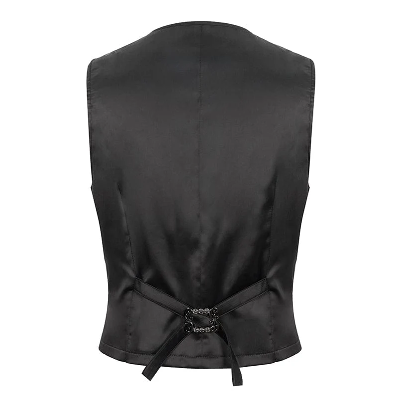 Gothic-Prägeweste für Herren mit Brosche Rot