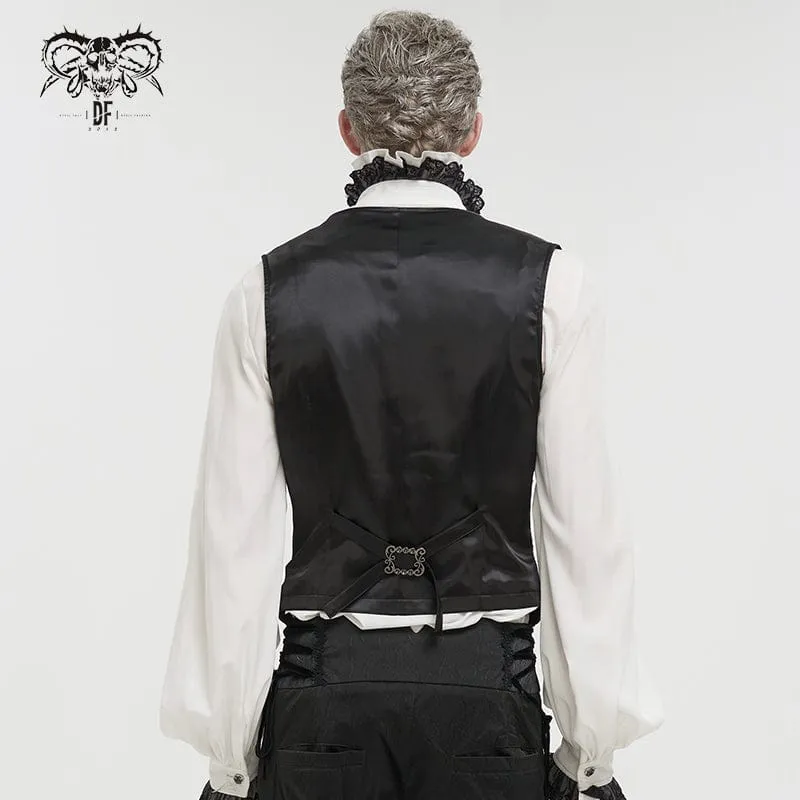 Gothic-Prägeweste für Herren mit Brosche Schwarz