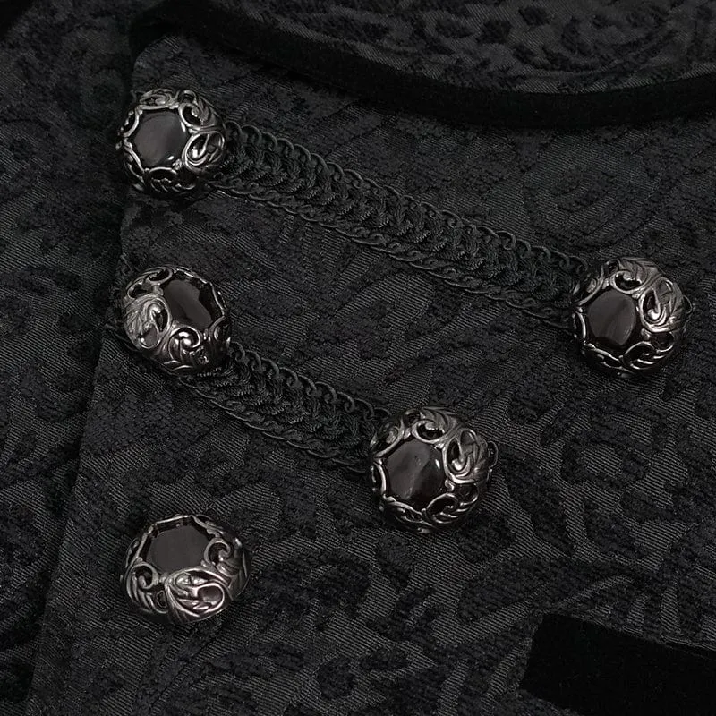 Gothic-Prägeweste für Herren mit Brosche Schwarz