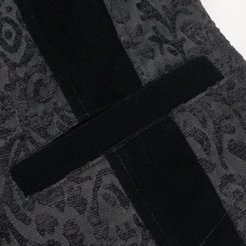 Gothic-Prägeweste für Herren mit Brosche Schwarz
