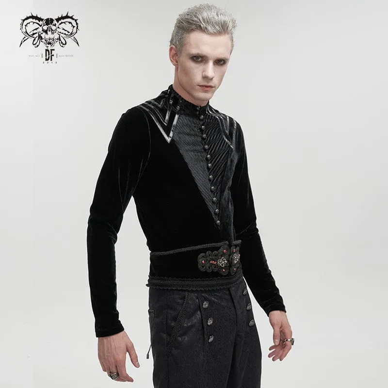 Gothic Stripes Splice Velvet Hemd für Herren