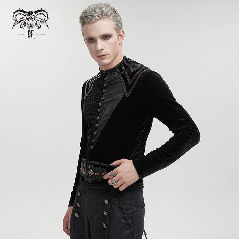 Gothic Stripes Splice Velvet Hemd für Herren