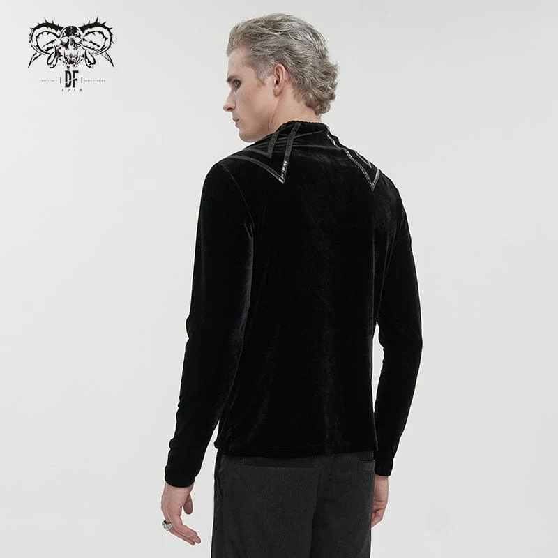Gothic Stripes Splice Velvet Hemd für Herren