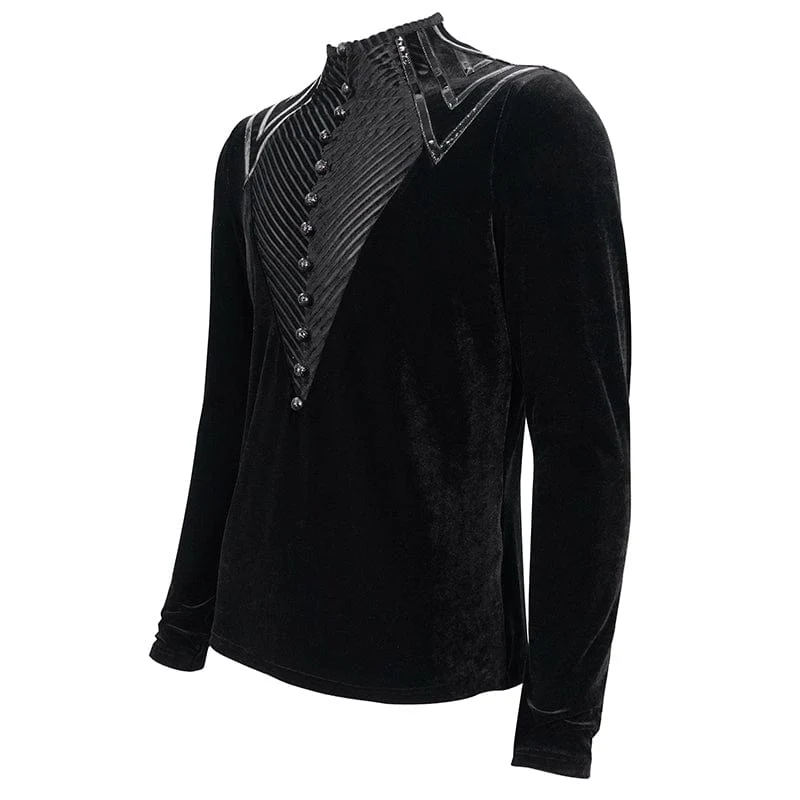 Gothic Stripes Splice Velvet Hemd für Herren