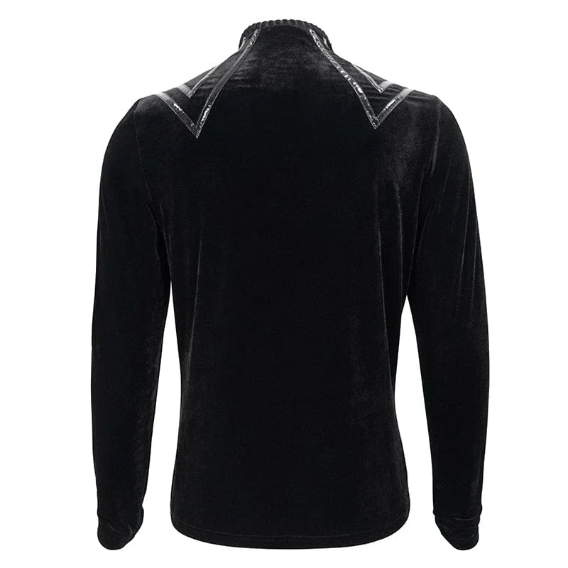 Gothic Stripes Splice Velvet Hemd für Herren