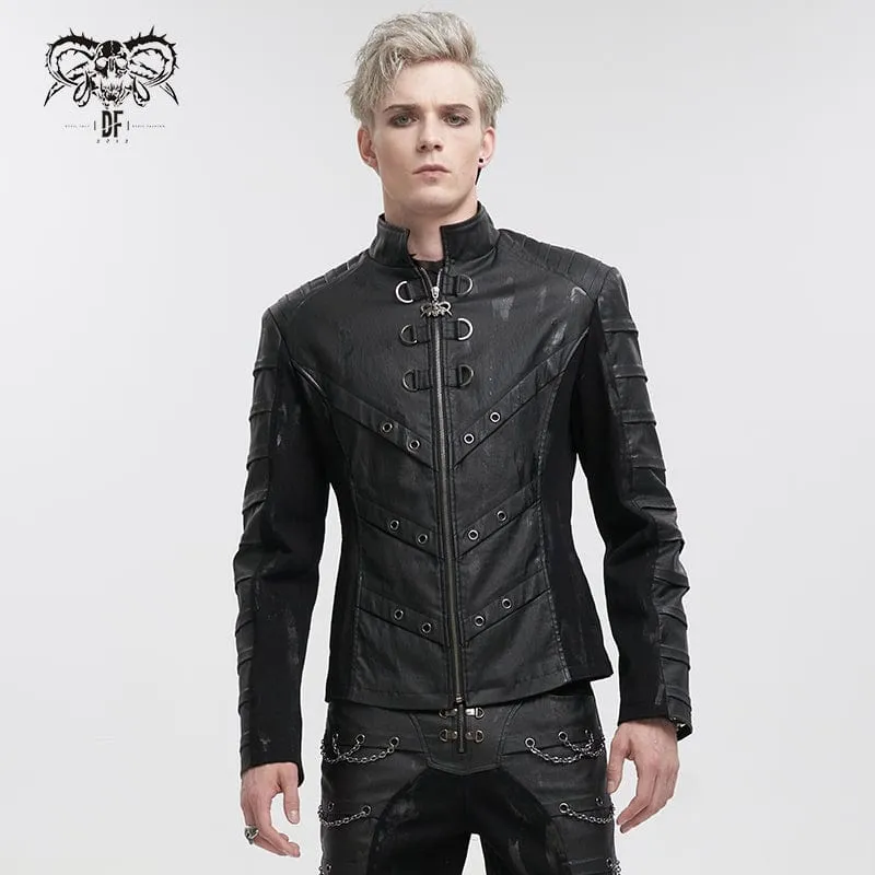 Gothic Stehkragen Distressed Jacke für Herren