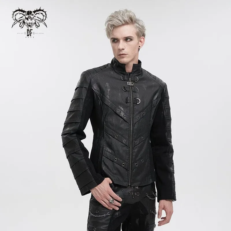 Gothic Stehkragen Distressed Jacke für Herren