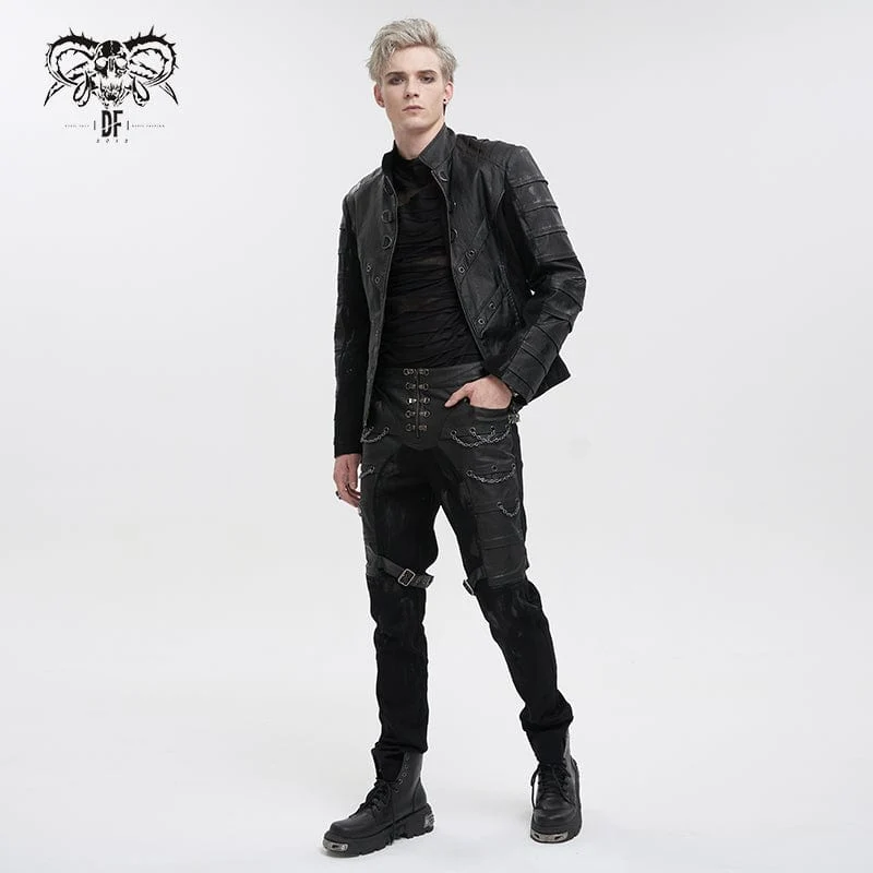Gothic Stehkragen Distressed Jacke für Herren