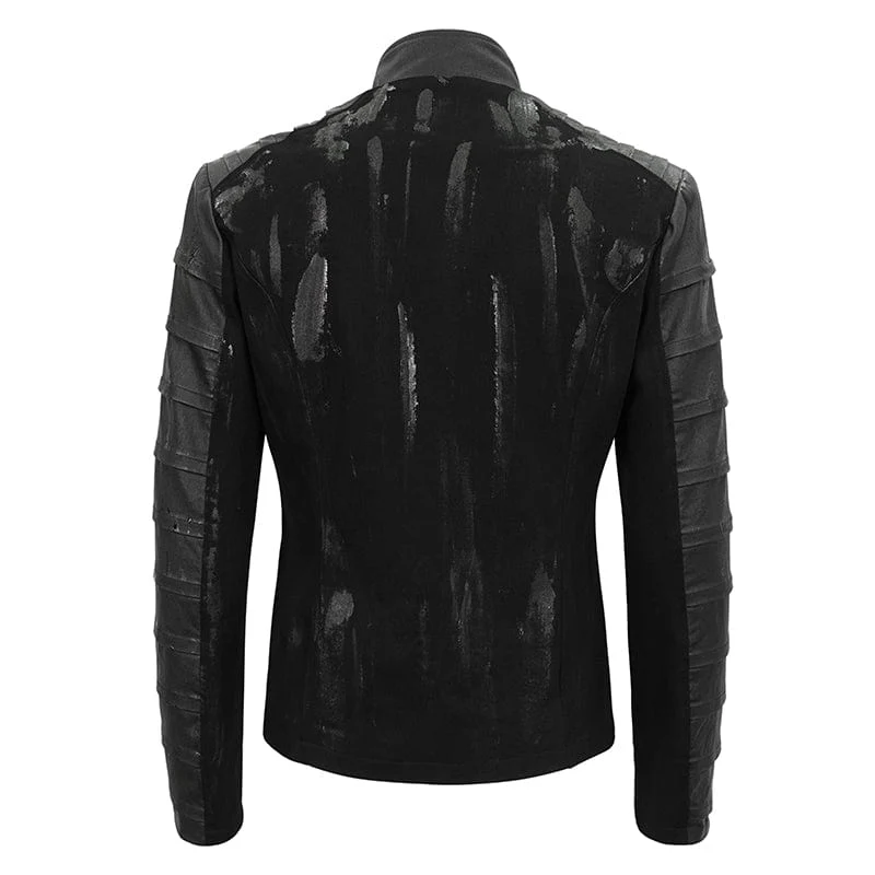 Gothic Stehkragen Distressed Jacke für Herren