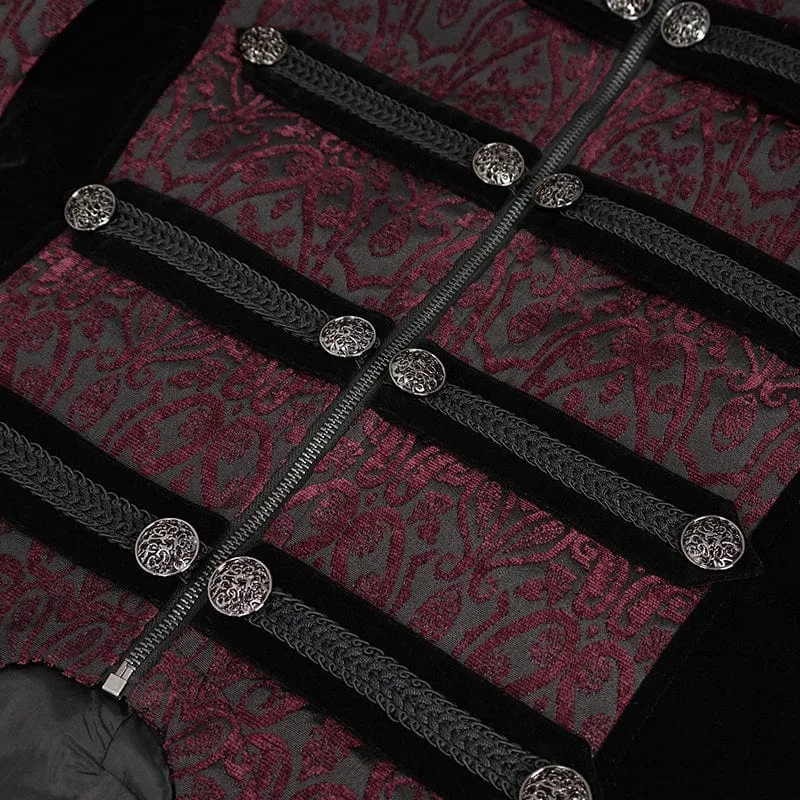 Gotischer Stehkragen-geprägter Schwalbenschwanz-Mantel für Herren Rot