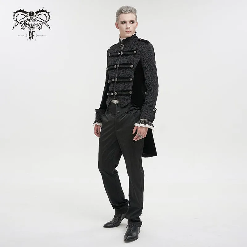 Gotischer Stehkragen-geprägter Schwalbenschwanz-Mantel für Herren Schwarz