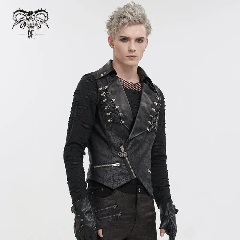 Gothic Asymmetrischer Reißverschluss-Schnürweste für Herren