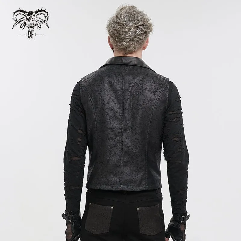 Gothic Asymmetrischer Reißverschluss-Schnürweste für Herren