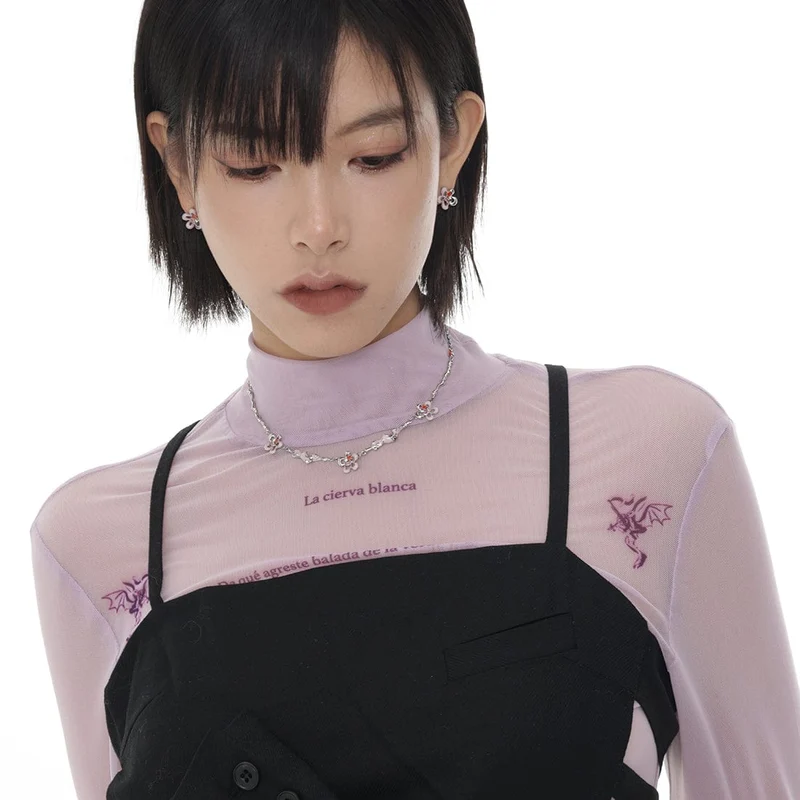 Damen Grunge Double Color Blumenohrringe