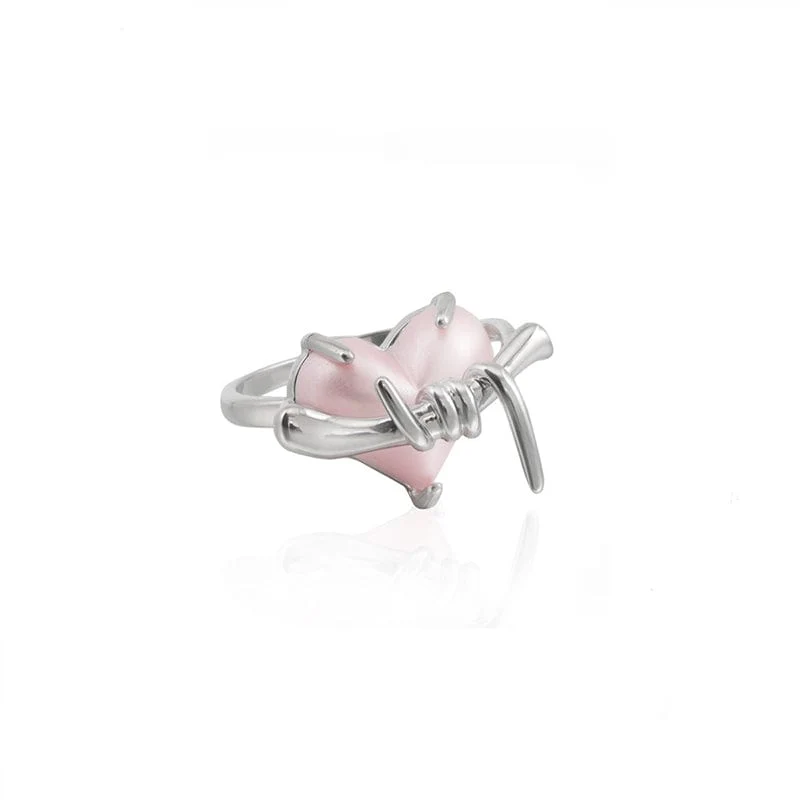 Grunge-Rosa-Herz-Ring der Frauen