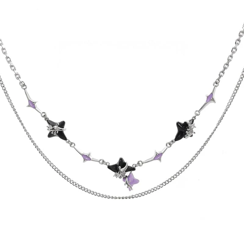 Damen Grunge Double Color Star Layered Halskette