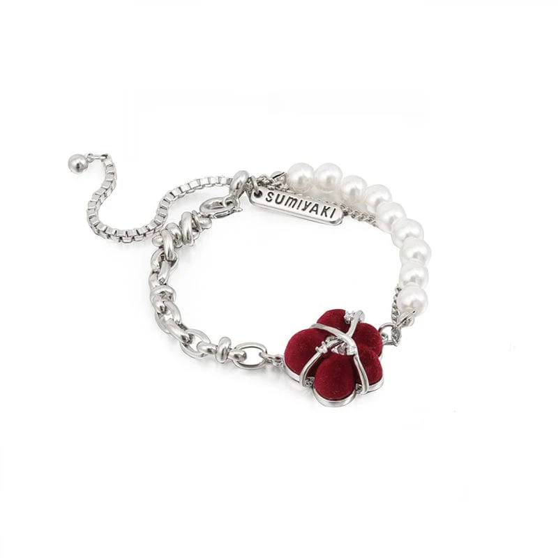 Damen-Grunge-Flocking-Blumenperlen-Armband